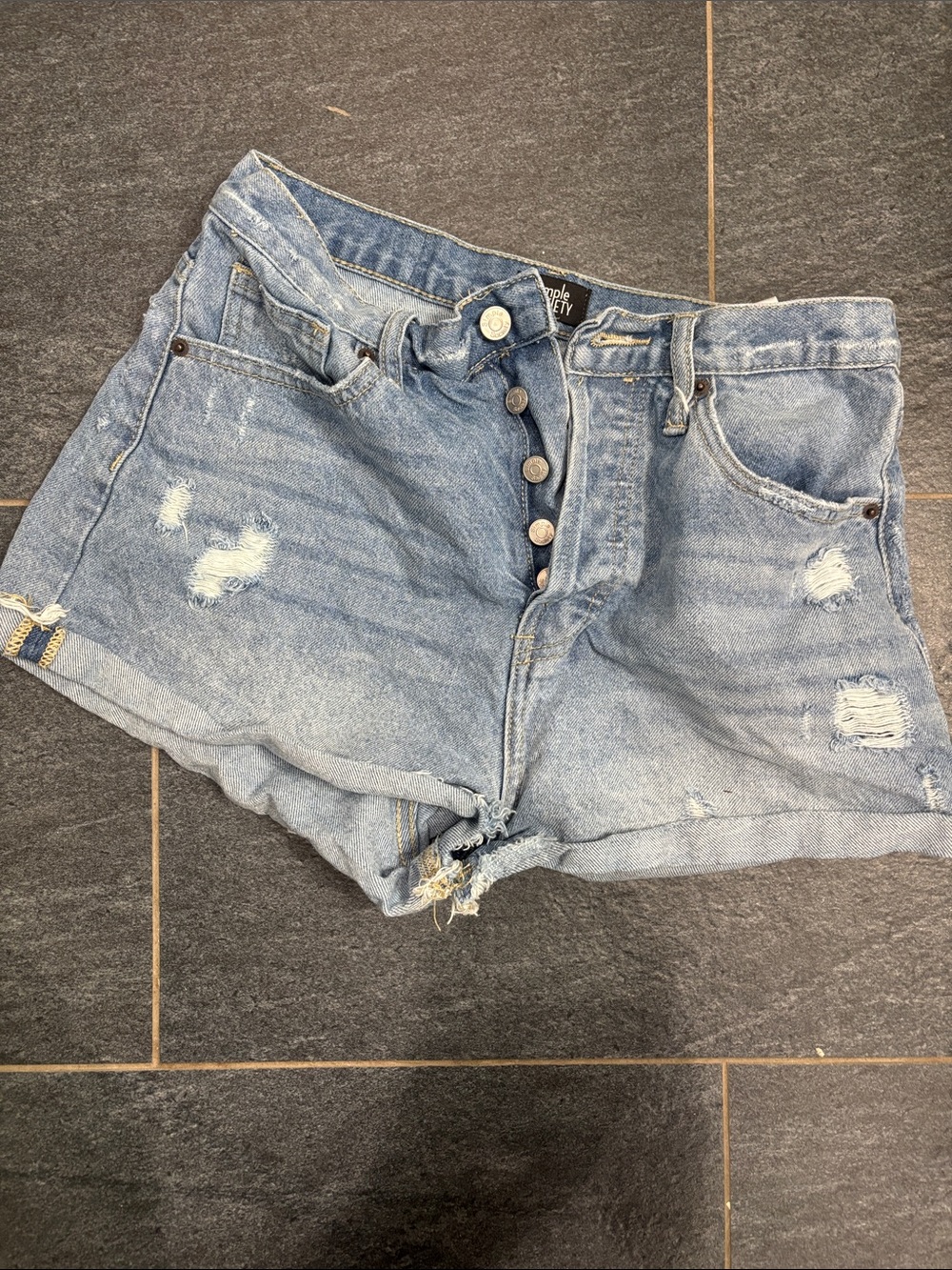 High Rise Button Fly shorts - Picture 3 of 3